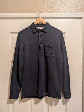 Relwen Navy Frenchloop Long Sleeve Polo